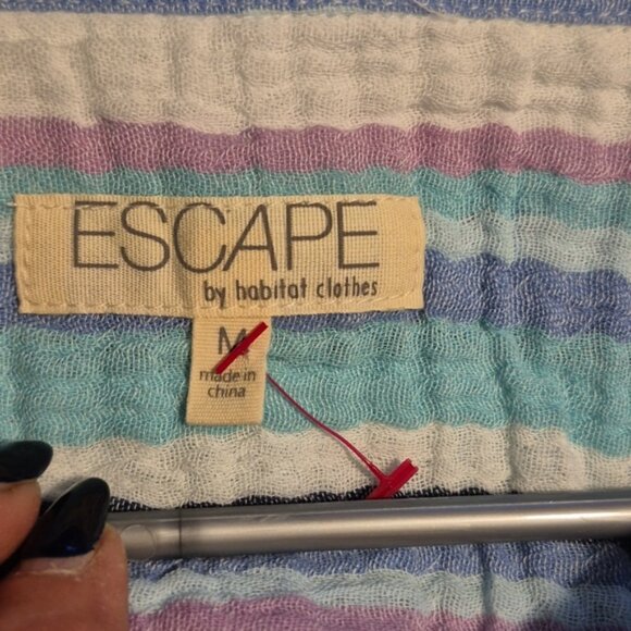 NWT Escape by Habitat Cotton Crinkle button Shirt Sz.M - Picture 8 of 9